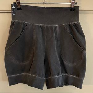 Dark gray garment dyed yoga shorts by ripple
